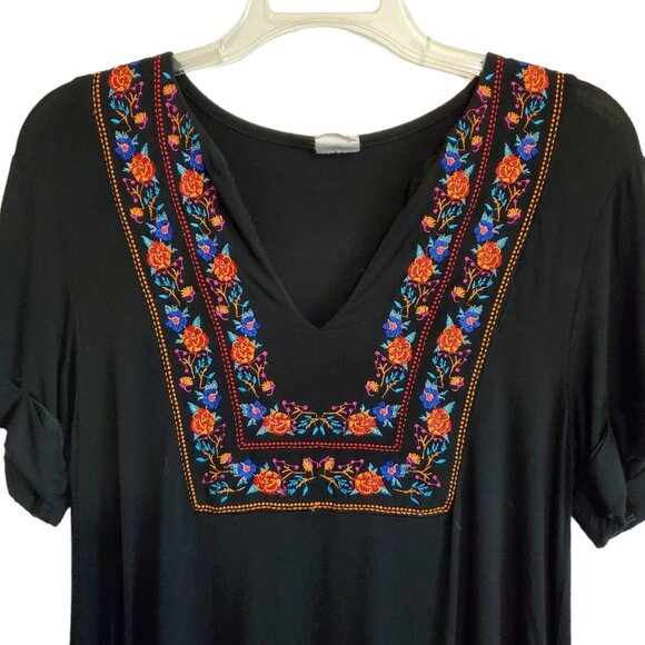 mai & soli Black Embroidered Boho Midi Dress with Pockets - Picture 2 of 10